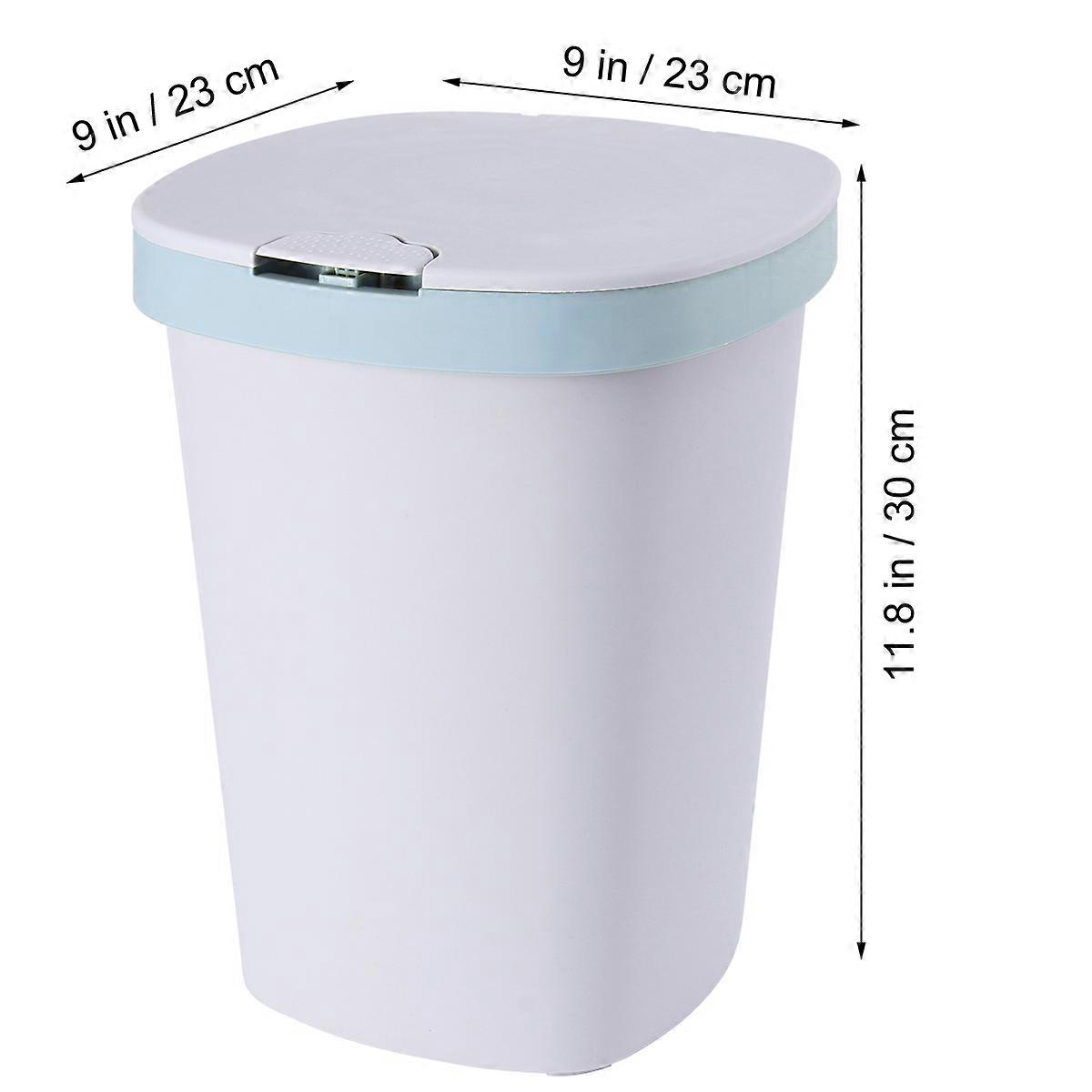 Push-Button Trash Can Flip Lid Function 1Pcs Plastic Garbage Can Sky-Blue