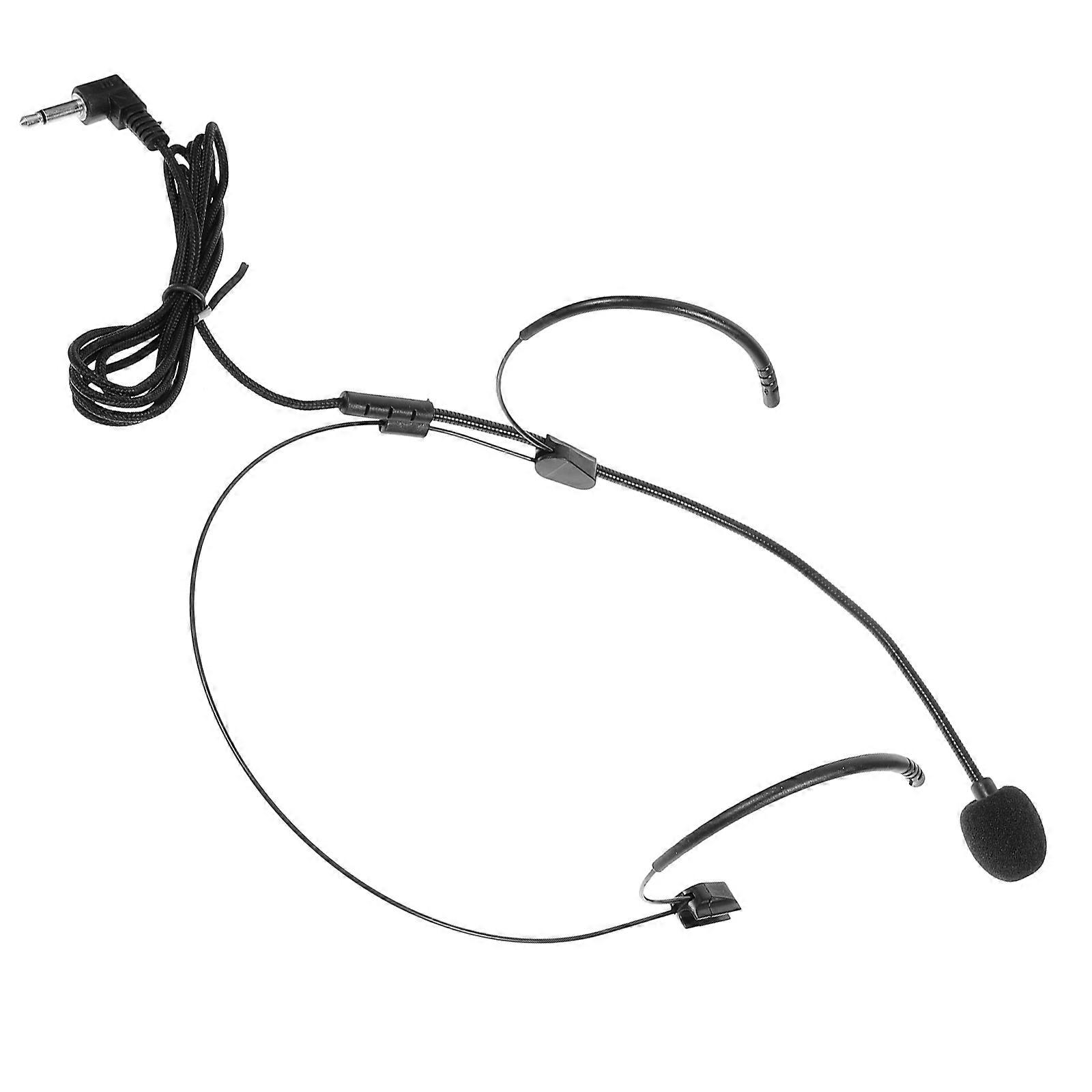 Flexible Wired Headset Microphone for Teachers Presentations 2Pcs Black