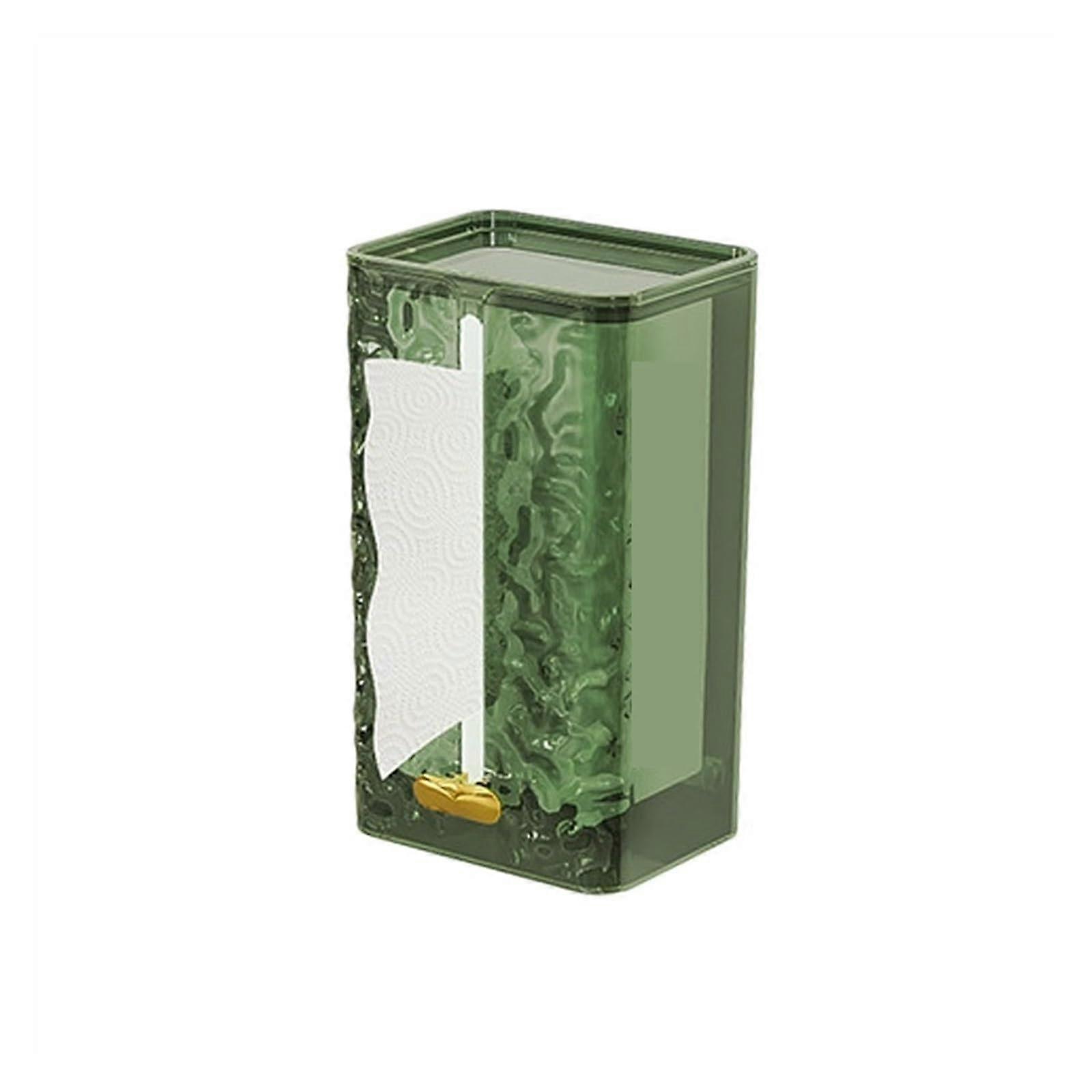 Tissue Box Holder Wall Mounted Dispenser Transparent Rectangular Multipurpose Bathroom Storage Box Green