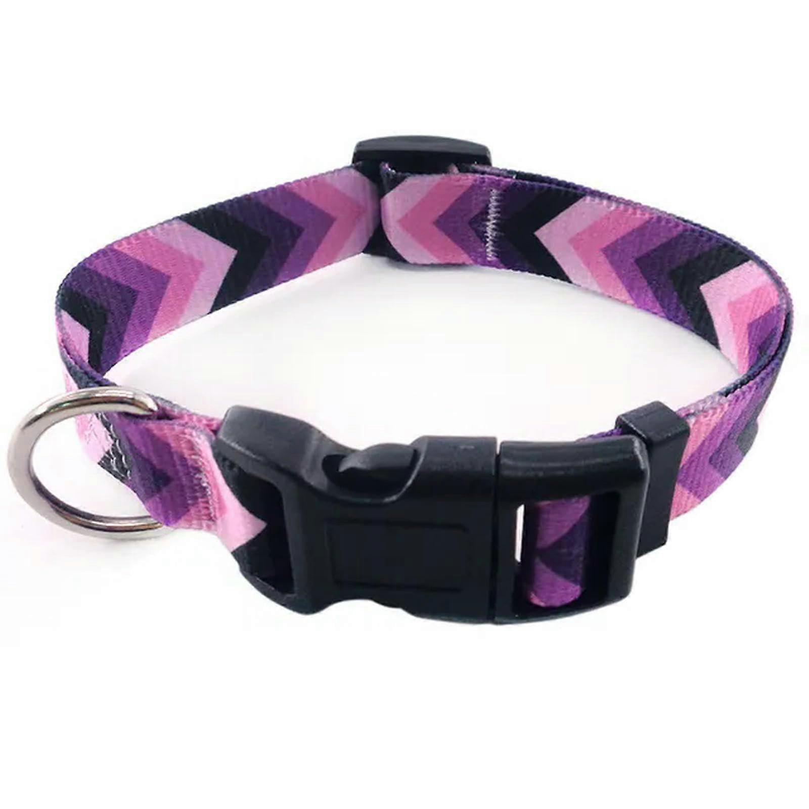 Adjustable Nylon Dog Collar with Stylish Pattern, Soft Comfortable Fit, Size S for Small to Large Dogs