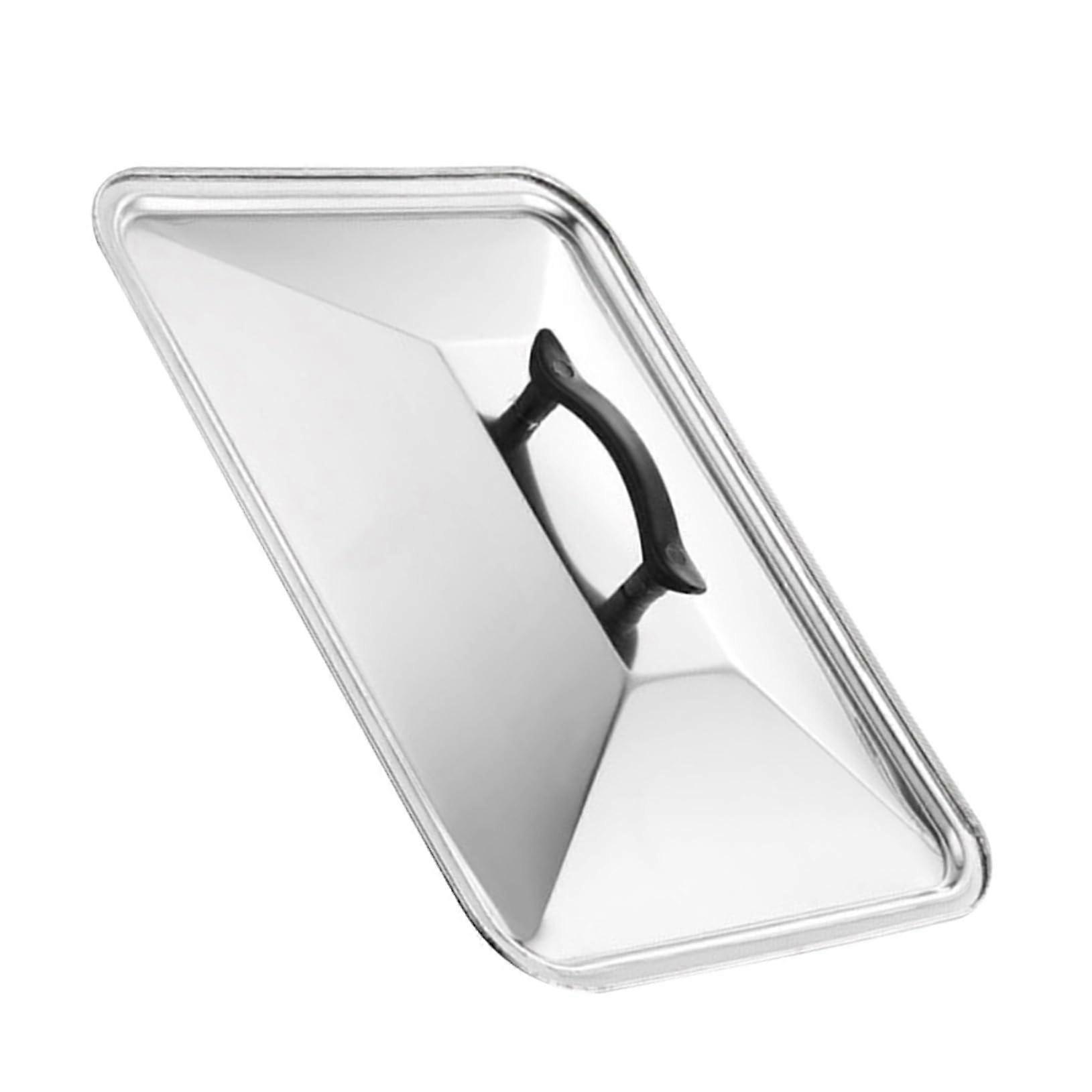 Stainless Steel Rectangle Pot Lid with Handle, AntiOil Splash Guard Cover for Kitchen Cooking
