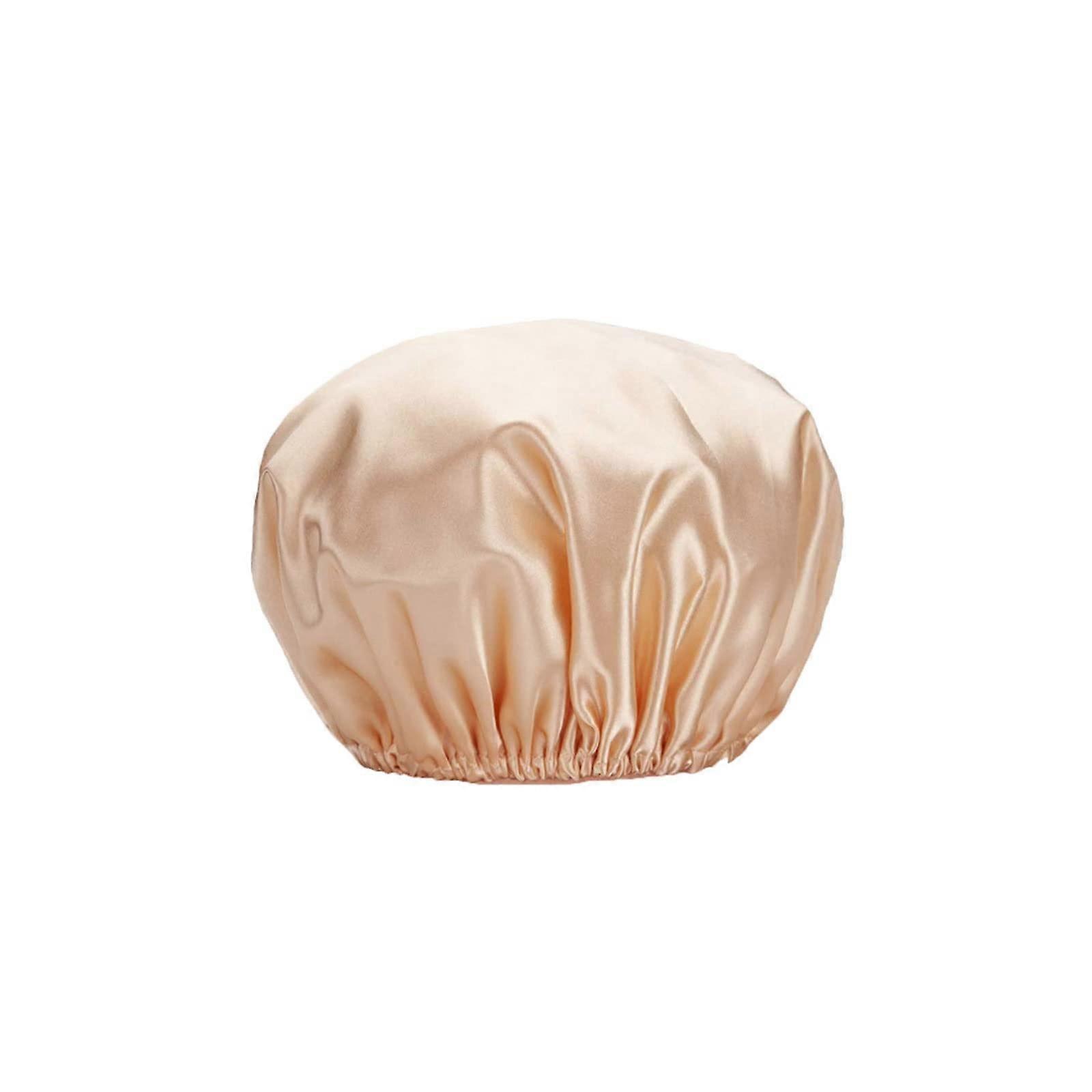 Reusable Waterproof Shower Cap with Absorbent Lining, Double Layer Hair Protection, Yellow