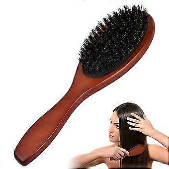 Boar Bristle Hair Brush for Women and Men Natural Wooden Paddle Reduces Frizz and Adds Shine