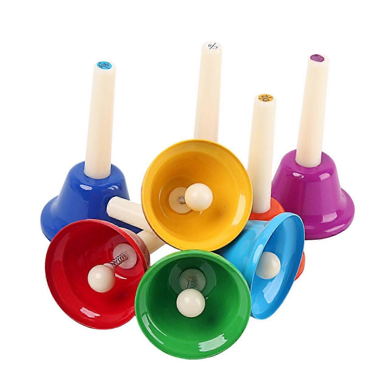8Pcs Color Handbells Set for Kids with Clear Distinct Tones, Color Coded for Early Learning
