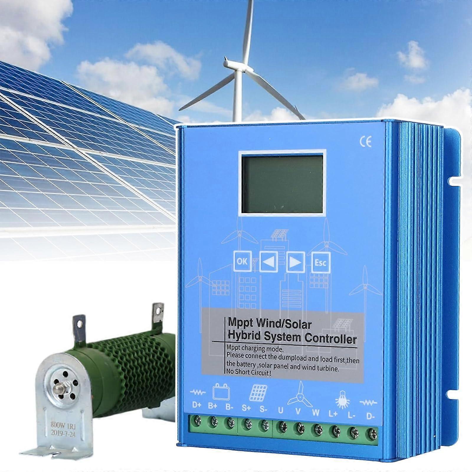 Hybrid Solar Wind Charge Controller MPPT Boost Charging LCD Display 24V Off Grid System