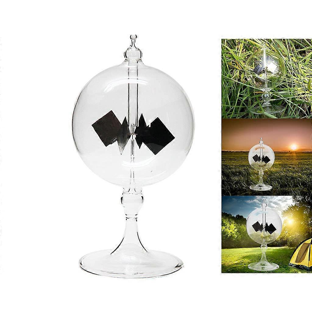 Solar Powered Radiometer with Handmade Clear Glass, Sunlight Motion Physics Display Gift Decor