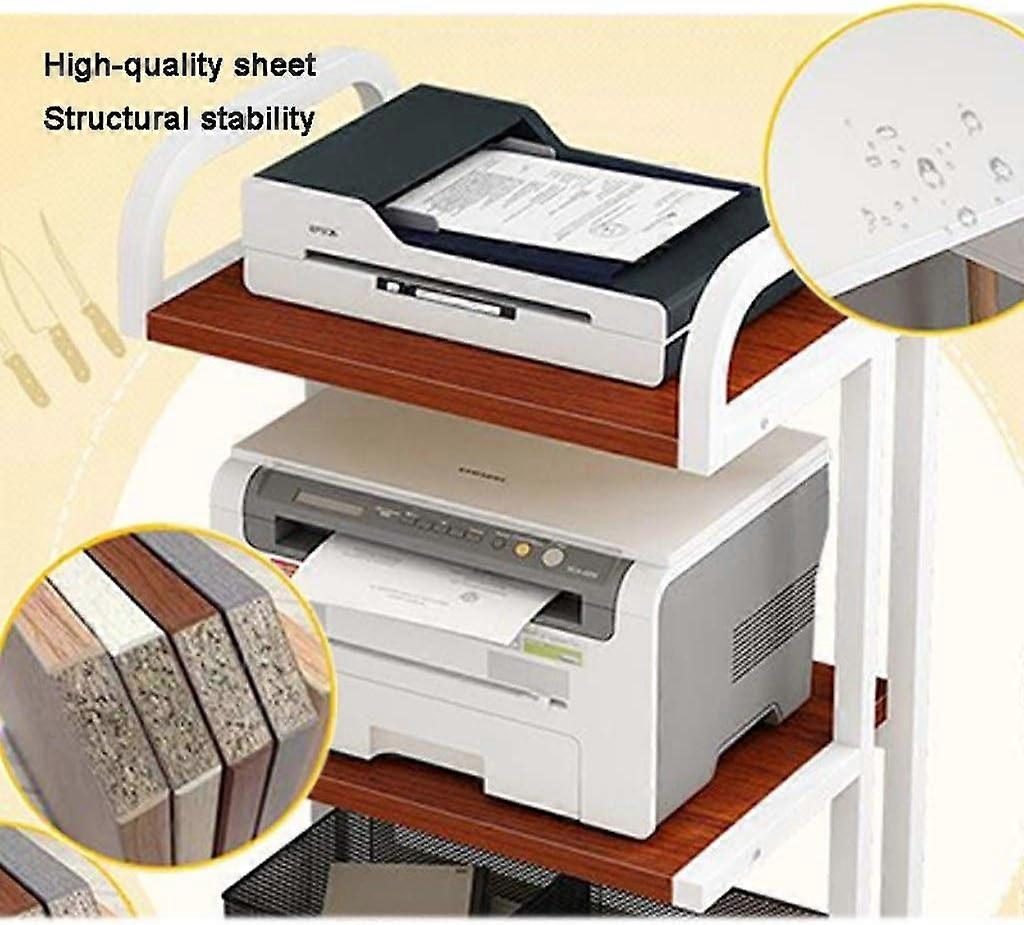 3 Tier Printer Stand with Wheels, Mobile Shelf for Home Office Storage and Organization