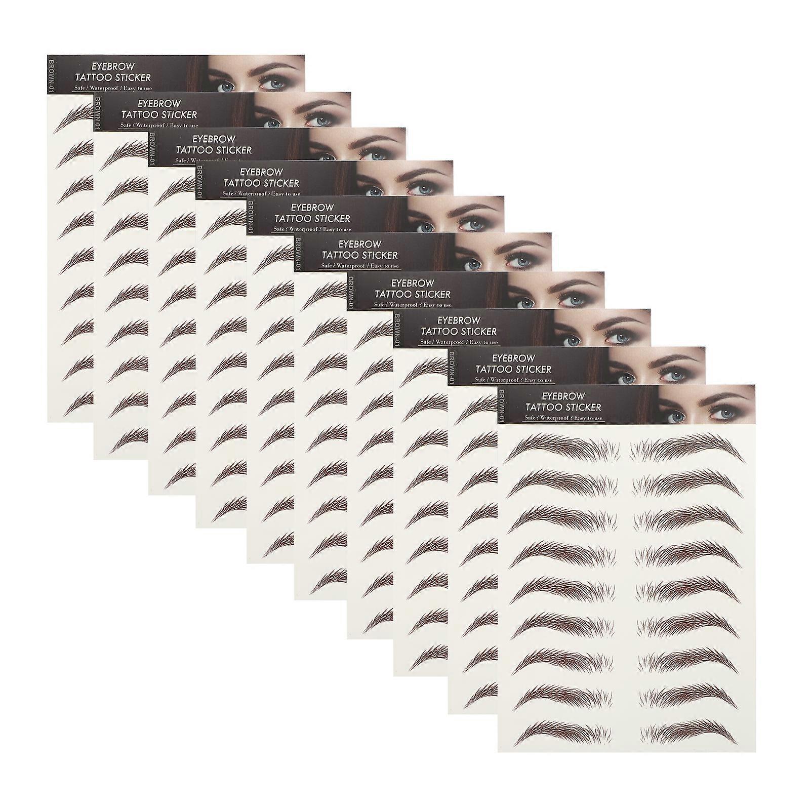 Artificial Eyebrow Waterproof Eyebrow Stickers for Makeup 9 Sheets Brown