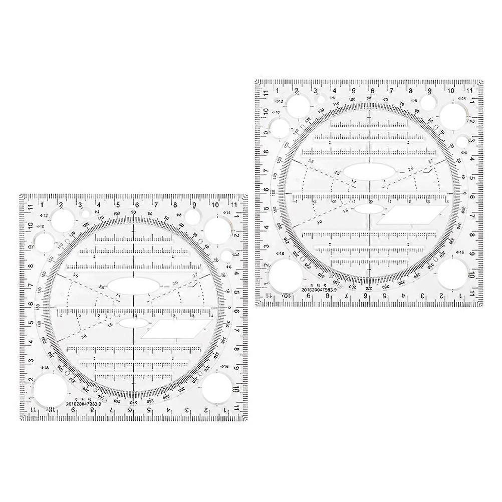 Multi-Functional Drawing Stencil Plastic Drawing Ruler for Students 2Pcs
