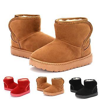 Kindersneeuwlaarzen voor meisjes, zwart, effen kleur en pluche voering, geschikt voor kinderen van 4-5 jaar, betrouwbaar winterschoeisel.