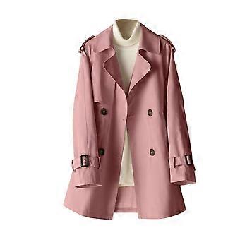 Casaco Trench Coat Feminino Clássico Retrô Confortável com Lapela, Casaco Casual Solto de Abotoamento Duplo para o Dia a Dia
