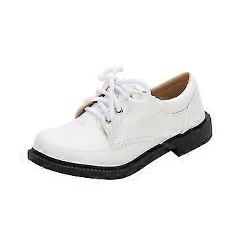 Chaussures habillées pour garçon, mocassins à lacets, style smoking, idéales pour les bals de fin d'année, les uniformes, les mariages et les événements formels. Blanc, 9-10 ans.
