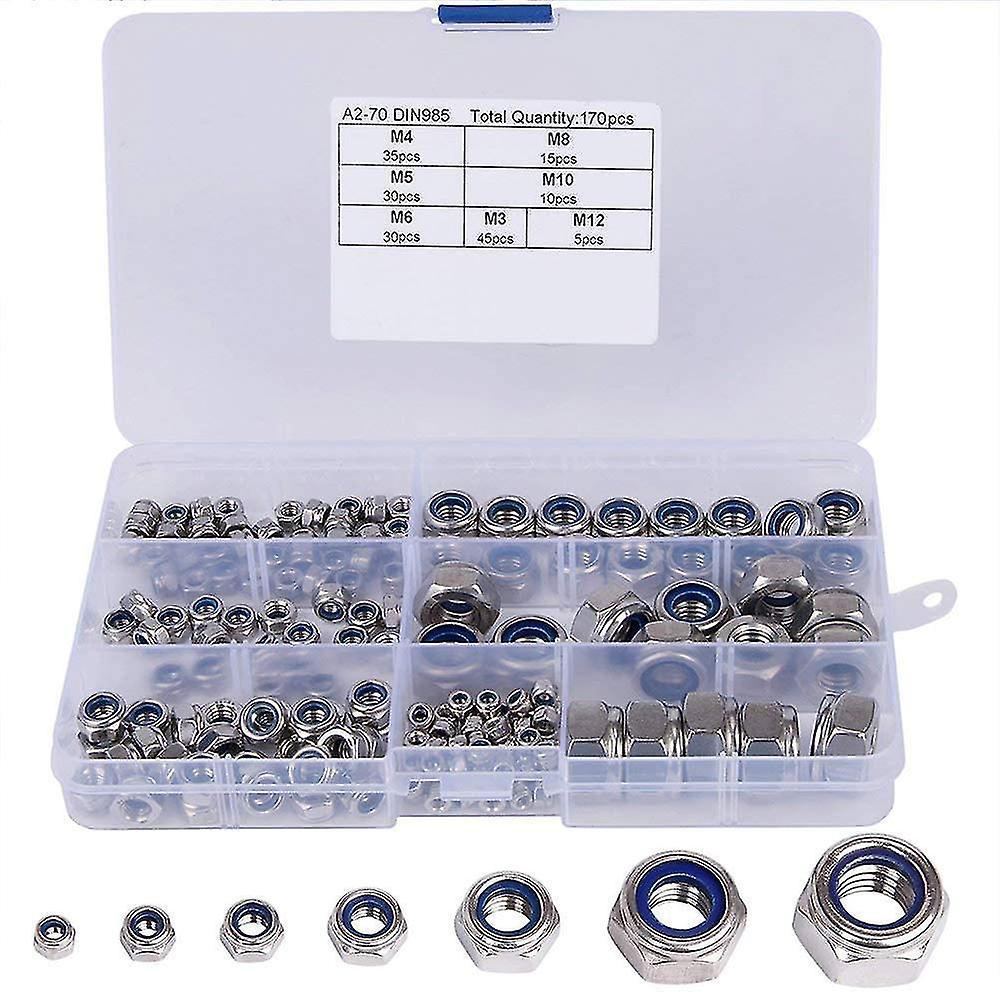 Hex Nut Nylon Lock Nut Assortment Kit Stainless Steel Hex Lock Nuts 304 And Nylon Dimensions: M3 M4