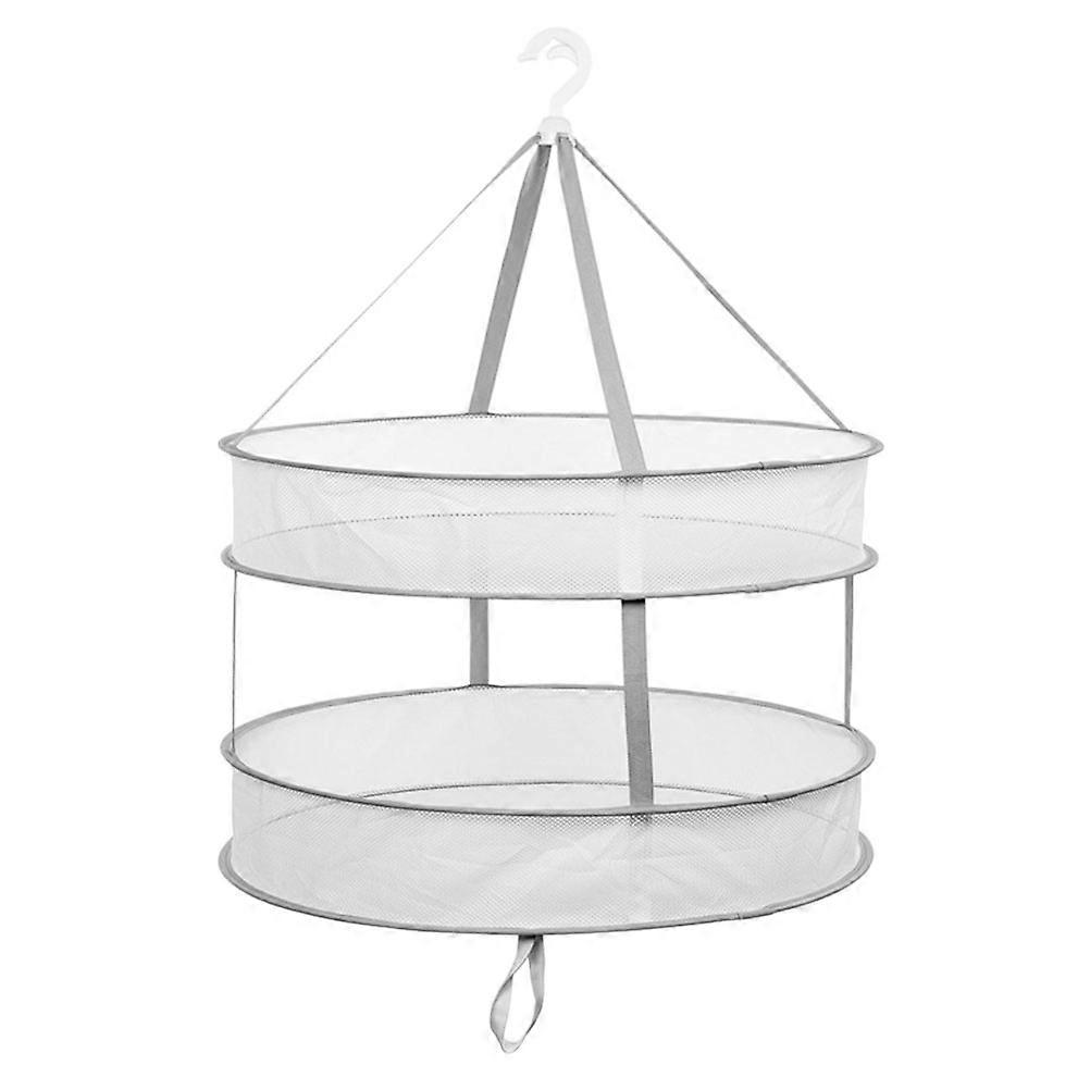 Grey Foldable Clothes Drying Mesh Net for Drying 2-Tiers Hanger