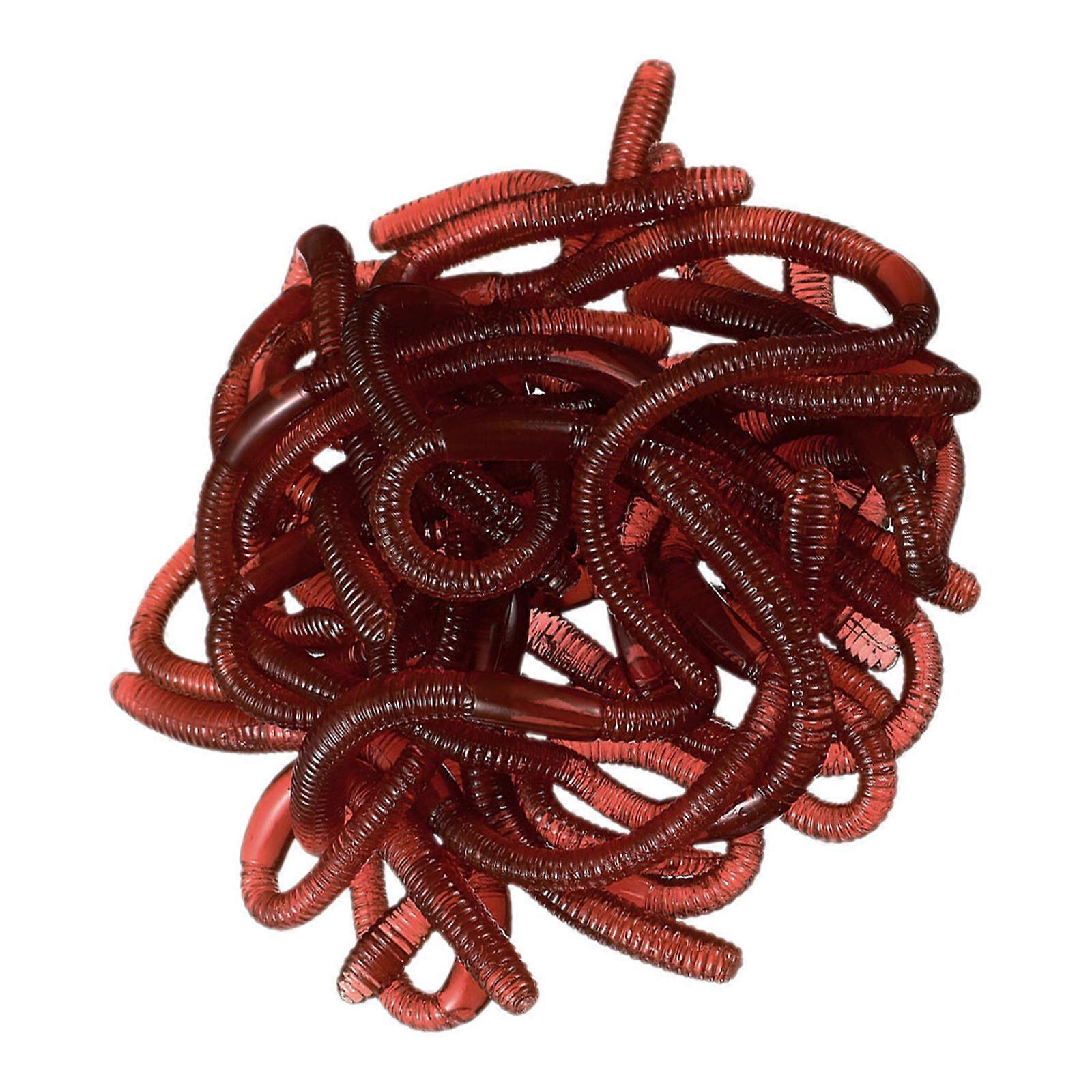Simulation Earthworms Models for Trick Props 30Pcs Brown Plastic Pack