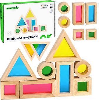 TOOKY TOY Träfärgade Spegelblock Set med 8 delar FSC