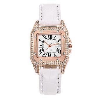 Damen Tonneau Quarzuhr mit quadratischem Armband, Farbe: Weiß Weiß