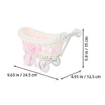 3Pcs Imitation Rattan Woven Gift Basket Candy Storage Holder Stroller Shape Basket Party Supply