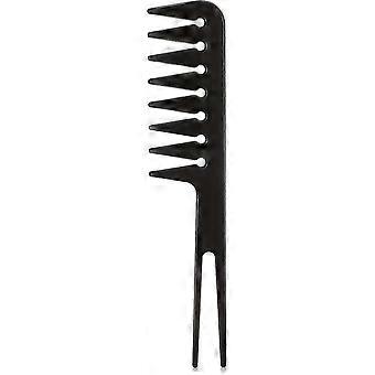 Breitzinkiger Fächerkamm, Stylingkamm, Formkamm, Nasskamm, Friseurbürste, Kamm für Damen und Herren, die meisten Haartypen, Salon-Friseurkamm, schwarz, 1 Stück