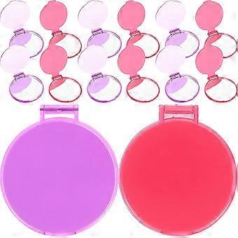Compact Folding Makeup Mirror, Plastic, Assorted Colors, Clear High-Definition, Portable for Travel and Home, 24 Pieces, 6.1x6.1x0.5cm