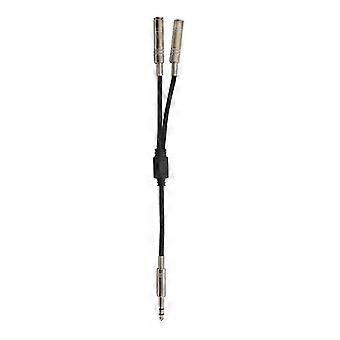 6.35mm Stereo Jack Splitter Cable, Dual Socket Adapter Plug, Gold-Plated All-Metal, 20cm for Audio Sharing