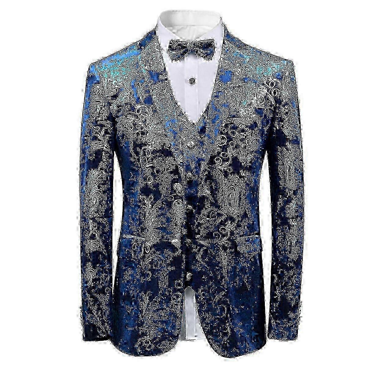 Gold printed jacket for men with button down collar