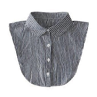 Black Striped Fake Collar, Detachable Blouse Collar with Round Neck Design,  Half False Shirt for Sweaters, Dresses, and T-Shirts