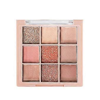 Lidschattenpalette, langanhaltend, neutral matt und pfirsichrosa schimmernd, leicht zu verblenden, 9 Farben