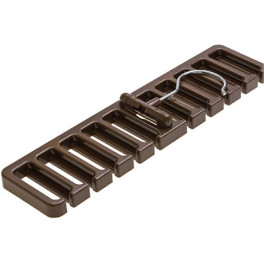 Multi-Functional Storage Rack Belt Hanging Rack with Hooks Brown