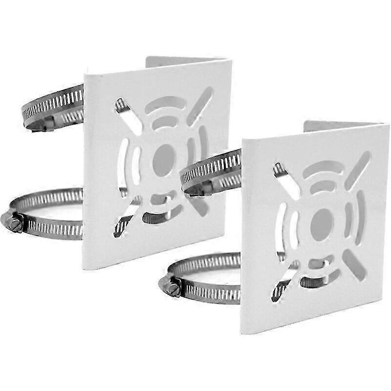 2pack Small Size Universal Vertical Pole Mount for Security Camera, Solid Metal Bracket Corner Holder with Buckles, Suitable for CCTV Cameras