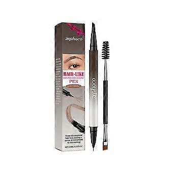 Zephoco natural light brown eyebrow pencil eyebrow brush dual head design daily commuting light makeup creates a three-dimensional eyebrow shape