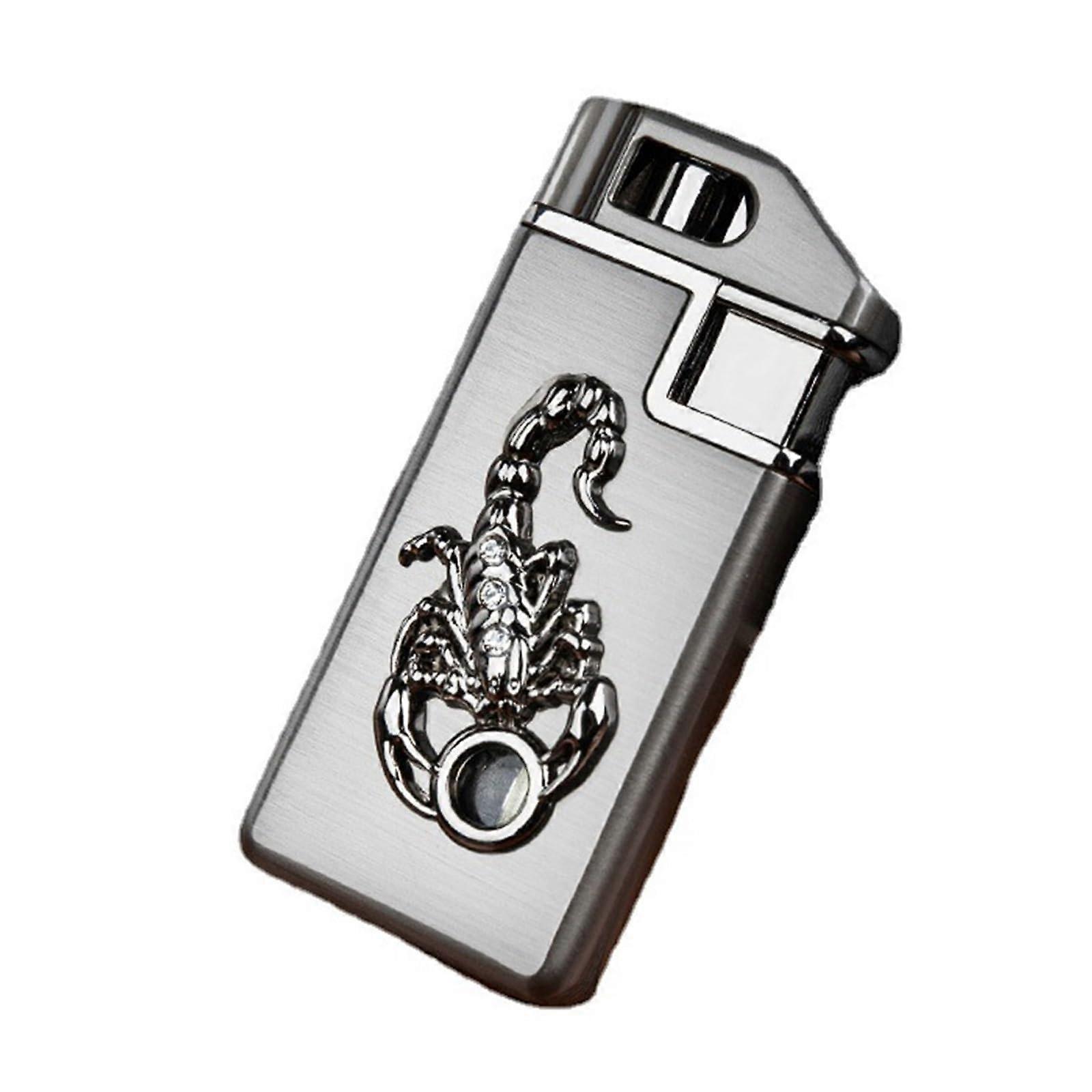 Jet Flame Lighter Windproof Refillable Metal Torch with OneHand Push Ignition for Camping