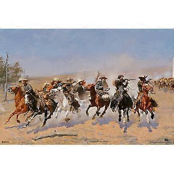 A Dash the Timber Frederic Remington Painting Remingtons Western Cowboy Western Painting Cowboy Wild West Old West Longhorn Cool Puzzle CYQL-768
