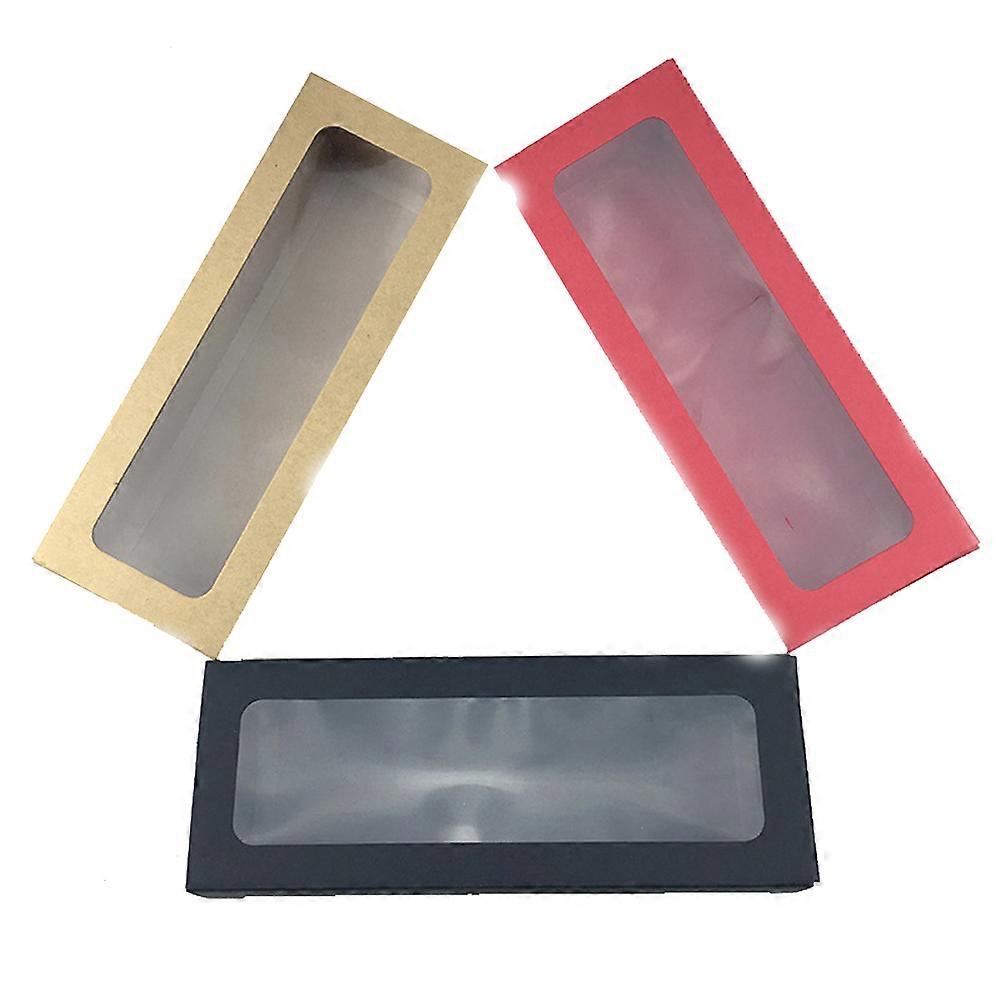 Baking Packaging Boxes Long Cake Dessert Clear PVC Window 10Pcs