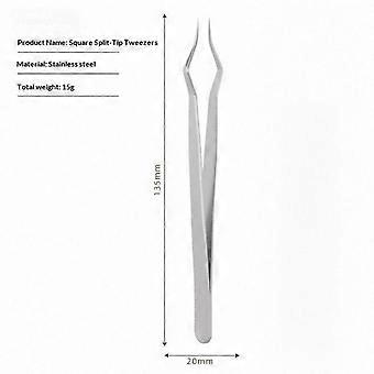 1 set roestvrijstalen pincetten voor wimperverlenging met antislip, lange steel en ultraprecisiepunt, geschikt voor thuisgebruik in de salon.