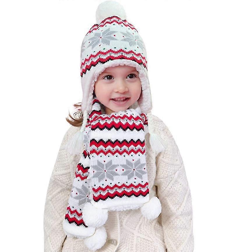 Mädchen Strickschal, Mütze, Handschuhe und Samtfutter Winteranzug (klein)