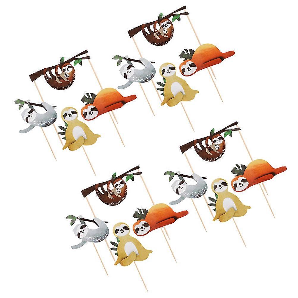 Cake Insert Picks Sloth Shape for Decoration 16Pcs Set