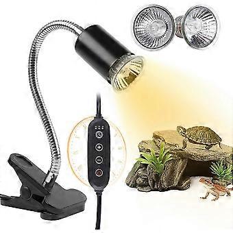 Skilpadde-sollys (syklustimer), skilpaddelampe UVA UVB varmepærer - 2-pakning 50 W, 360 graders roterbar skilpadde UVA/UVB sollyspære for øgle