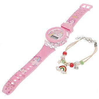 Kids Watch Electric Silicone Watch for 4Sets with Decorative Unicorn Pattern