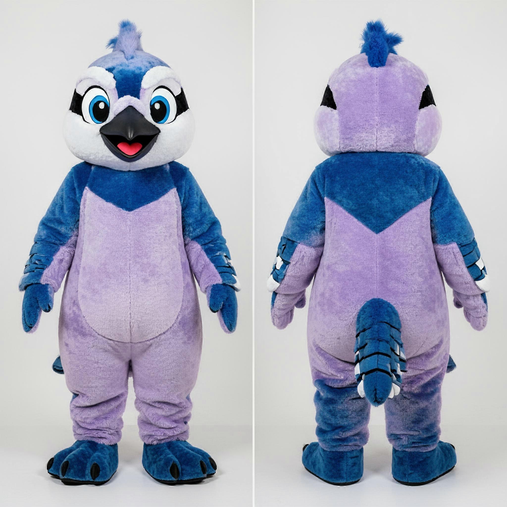 MASTICOT Lavender Cartoon Blue Jay Mascot