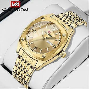 VA VA VOOM Neue Design Luxusuhren Herren Armbanduhr Gold Business Mode Fasszeigeruhr für Herren Relojes De Hombre