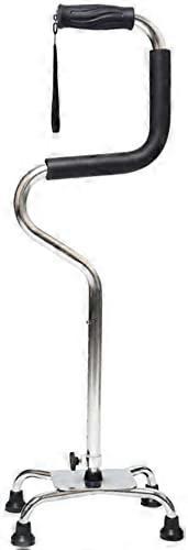 Quad Cane with Stable Quad Base, Adjustable Height and Soft Grip for Elderly Standing Support
