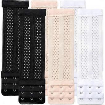 6 Pack 3 Hook Bra Extenders, 20cm/7.87inch Elastic Long Bra Extension Straps, 3 Rows 3 Hooks Breathable Bra Band Extender for Women Daily Wear Weight