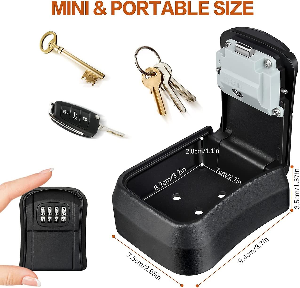 Key Box Wall Mounted Mini Key Safe Outdoor Key Box With Resettable 4
