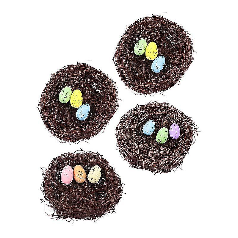 12Cm Assorted Color Special Occasion Card Boxes & Holders 4 Sets Artificial Bird Nest Decors Easter