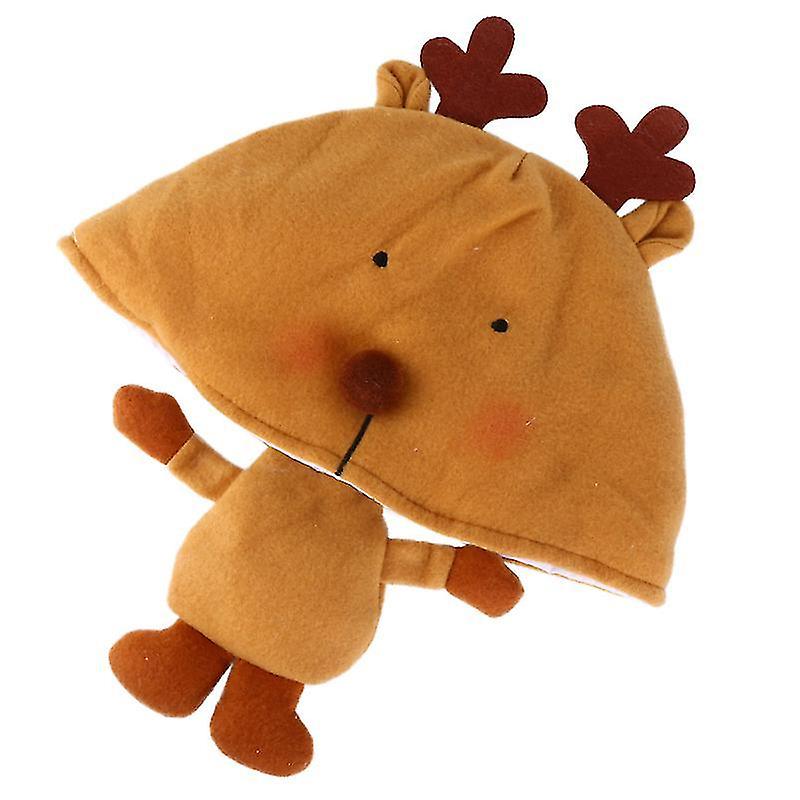 37X32x2cm Light Brown Party Hats 1pc Unisex Plush Hats Animal Shape Hats Warm Hat For Costume Party