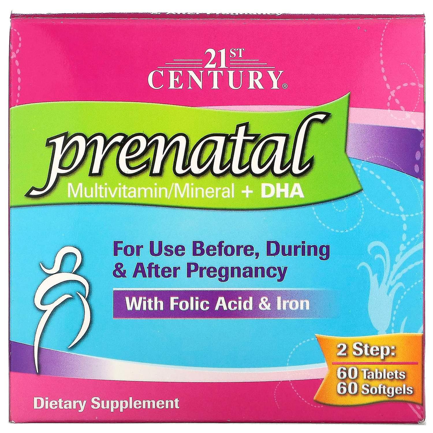 21st Century, Prenatal Multivitamin/Mineral + DHA, 2 Bottles, 60 Tablets / 60 Softgels