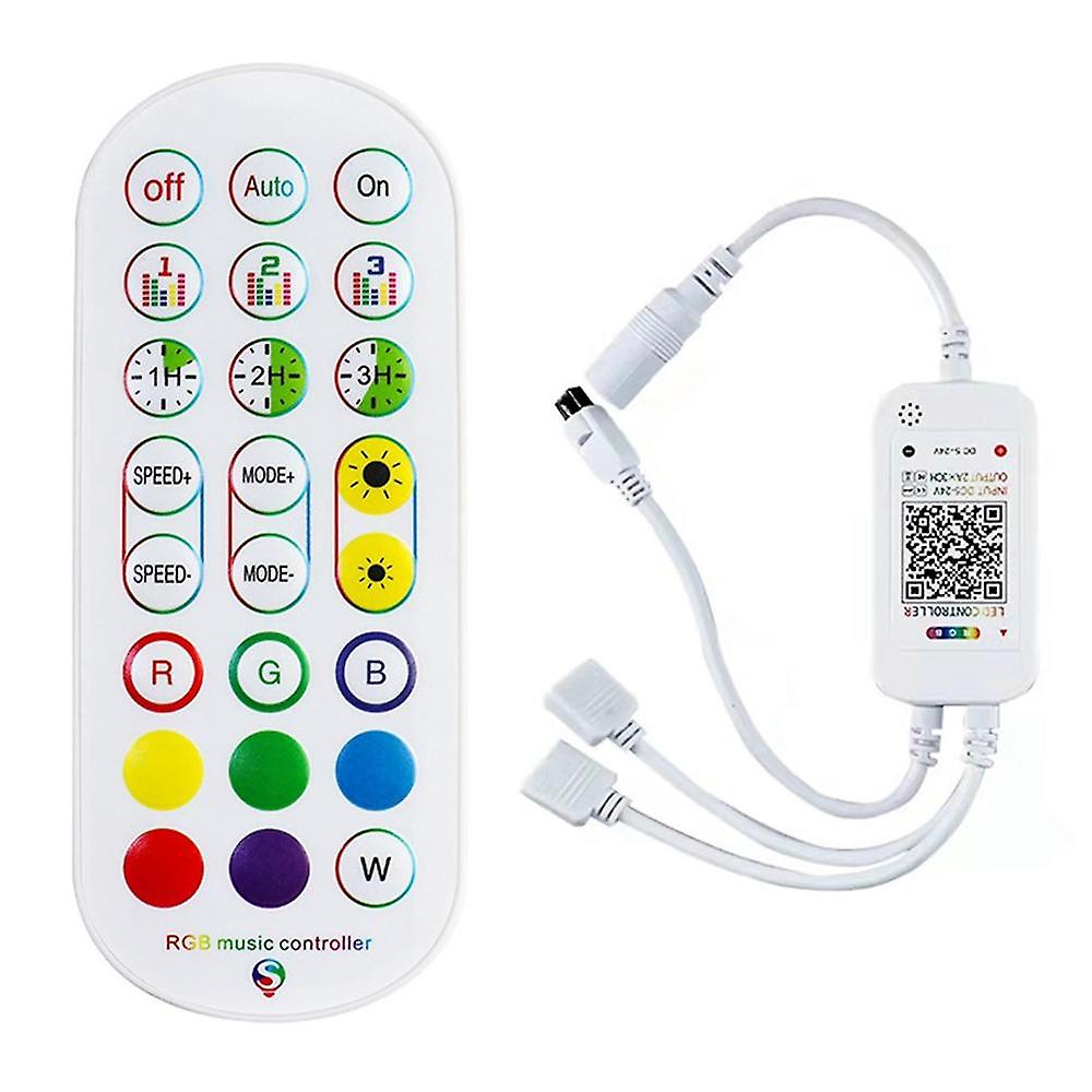 Dc5-24v Bluetooth Led Controller+24 Keys Remote Control App Control And Music Sync Rgb Ir Rf For 50