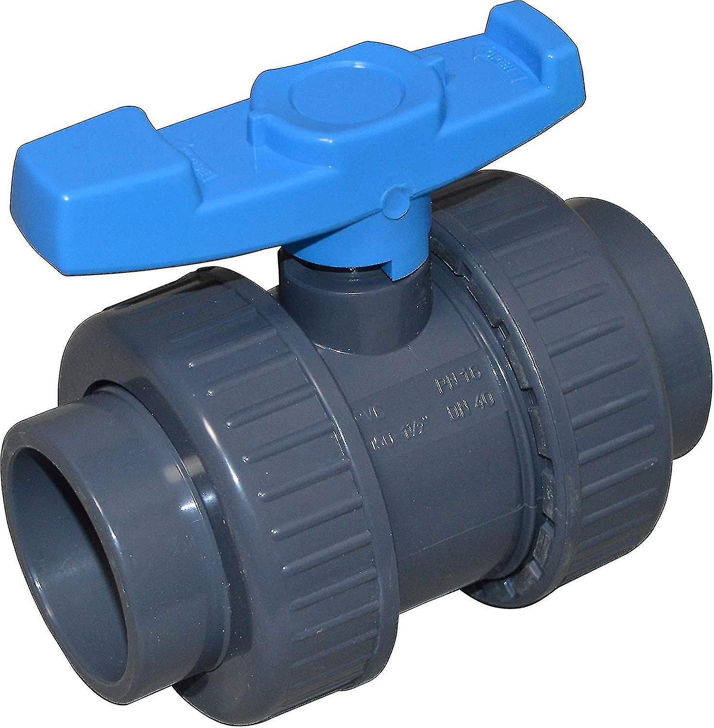 Hgbd-ball Valve 50mm - In Pvc - with Connection On Both Sides - Sleeve 50mm - Gray