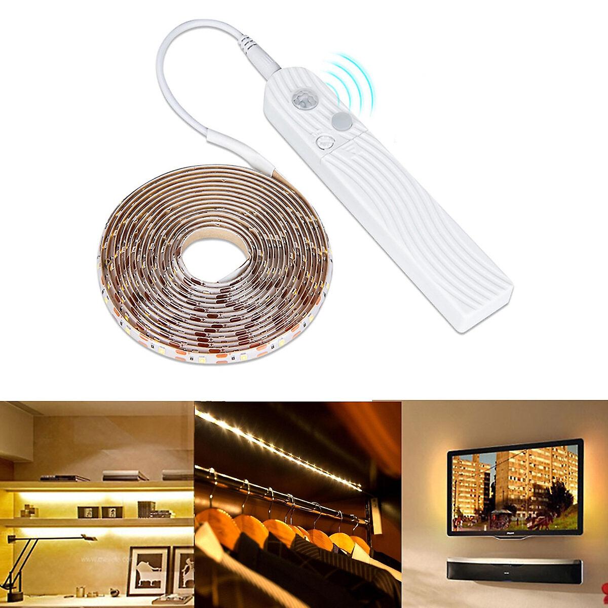 Battery Powered Pir Motion Sensor Led Strip Light 1m 2m 3m For Cabinet, Kitchen, Bedroom, Christmas Decorations